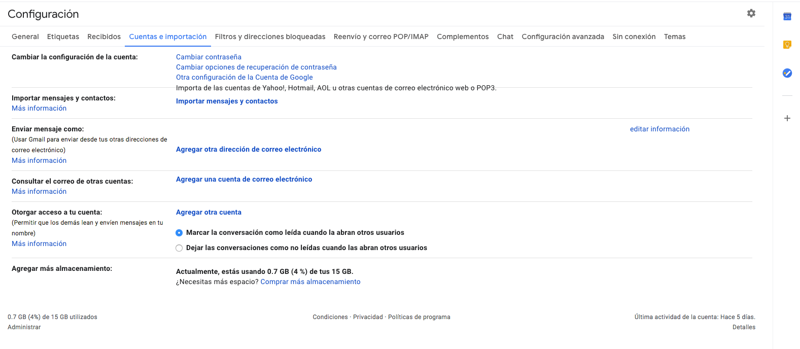 Configuración cuenta Gmail